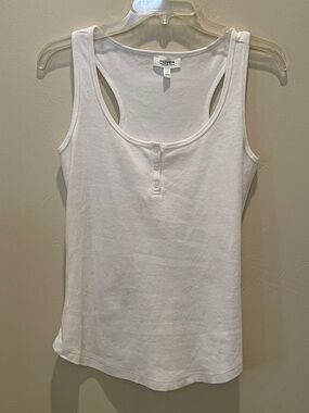 Haven White Ribbed Racer Back Tank Top